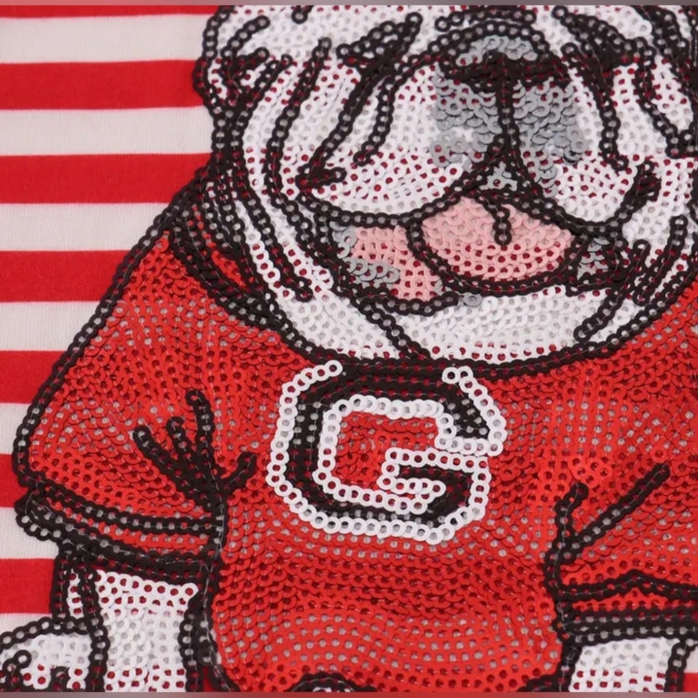 Ga Bulldog Sequin Striped Shorts Outfit Sz 3 - Picture 3 of 4